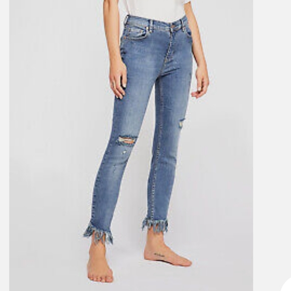 Free People We The Free Great Heights Frayed Skinny Jeans size 31 - Picture 2 of 12